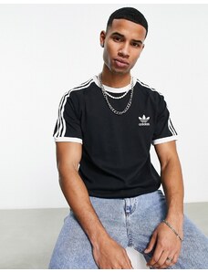 adidas Originals - T-shirt nera con tre strisce-Nero