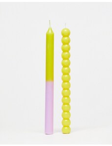 TYPO - Confezione da 2 candele a colonna lime e lilla-Multicolore