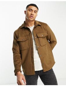 Abercrombie & Fitch - Camicia giacca stile western in camoscio sintetico color cuoio-Brown