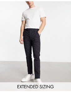 ASOS DESIGN - Pantaloni super skinny eleganti blu navy gessati
