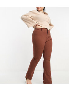 Don't Think Twice DTT Plus - Bianca - Jeans stile disco a vita alta color cioccolato a fondo ampio-Brown