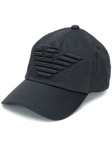 Emporio Armani cappello nero con logo ricamato