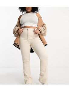 Don't Think Twice DTT Plus - Bianca - Jeans a fondo ampio stile disco a vita alta color écru-Bianco
