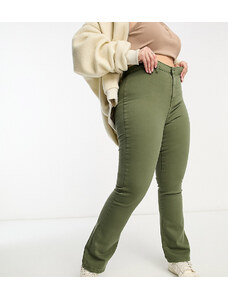 Don't Think Twice DTT Plus - Bianca - Jeans stile disco a vita alta kaki a fondo ampio-Verde