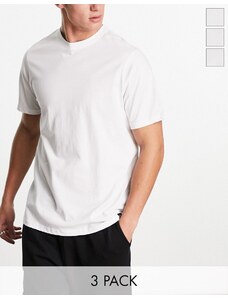 Pull&Bear - Confezione da 3 T-shirt vestibilità classica bianche-Bianco