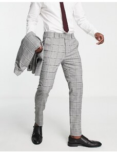 Topman - Pantaloni da abito da cerimonia skinny a quadri bianchi e neri-Nero