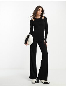French Connection - Tuta jumpsuit nera in jersey con cut-out-Black
