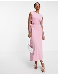 ASOS DESIGN - Vestito midi rosa con cut-out laterale