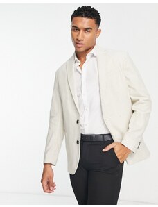 New Look - Giacca da abito comoda in lino bianco sporco
