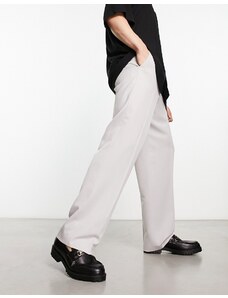 ASOS DESIGN - Pantaloni eleganti grigi a fondo ampio-Grigio