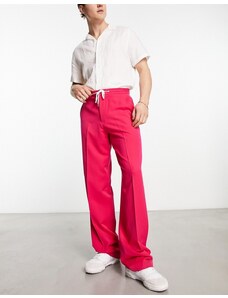 ASOS DESIGN - Pantaloni eleganti a fondo ampio rosa con coulisse