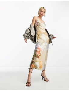 AllSaints - Bryony Rosalia - Vestito midi in raso multicolore