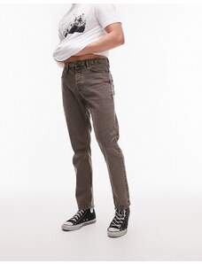 Topman - Jeans rigidi in tinta marrone-Brown