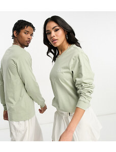 Converse - T-shirt unisex classica a maniche lunghe verde salvia con logo ricamato - In esclusiva per ASOS