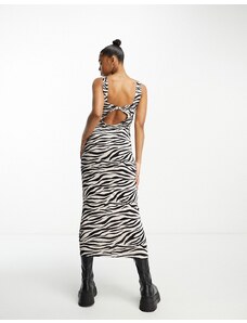Miss Selfridge - Vestito midi zebrato con scollo profondo e intreccio sul retro-Multicolore