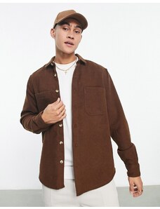 ASOS DESIGN - Camicia giacca in misto lana marrone medio