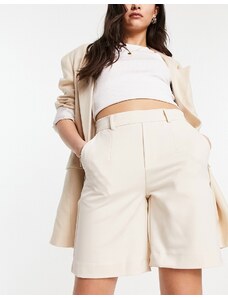 Object - Pantaloncini ampi color sabbia in coordinato-Bianco