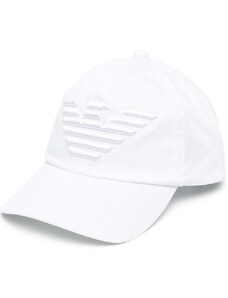 Emporio Armani Cappello bianco logo ricamato
