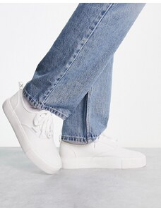 ASOS DESIGN - Sneakers con suola spessa in tessuto bianco con lacci
