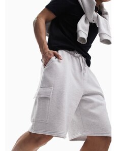 ASOS DESIGN - Pantaloncini oversize in jersey con tasca cargo bianco mélange