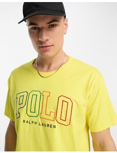 Polo Ralph Lauren - T-shirt oversize gialla con logo multicolore-Giallo