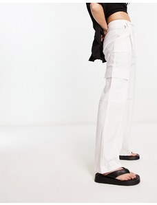 4th & Reckless - Pantaloni cargo in lino color crema-Bianco