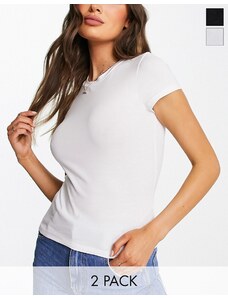 Monki - Confezione da 2 t-shirt nera e bianca-Multicolore