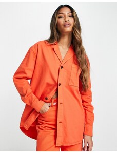 Waven - Camicia oversize taglio lungo arancione in coordinato