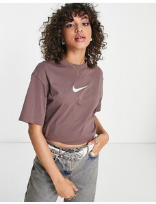 Nike - T-shirt color prugna con logo medio-Viola