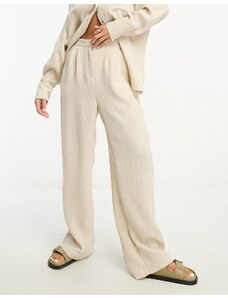 ASOS Edition - Pantaloni in misto lino color pietra testurizzato con fondo ampio-Neutro