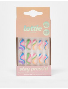 Lottie London - Unghie finte Stay Press'd - Swirls on Swirls-Multicolore
