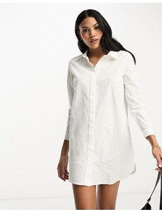 ASOS DESIGN Coppe Grandi - Vestito camicia corto in cotone bianco