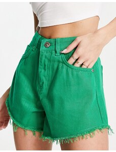 Sixth June - Pantaloncini di jeans verdi con orlo grezzo-Verde