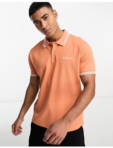 Ben Sherman - Polo color cipria in jersey con colletto a contrasto-Arancione