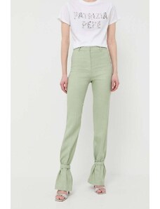 Patrizia Pepe pantaloni in lino misto colore verde