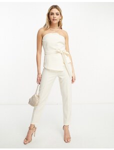In The Style - Pantaloni sartoriali slim crema in coordinato-Bianco