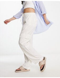 ASOS DESIGN - Pantaloni cargo bianco sporco in misto lino