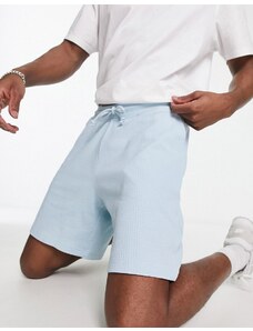 New Look - Pantaloncini con risvolti in piqué blu medio in coordinato