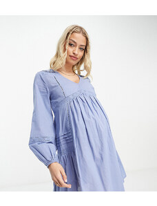 ASOS Maternity ASOS DESIGN Maternity - Vestito corto blu con inserti in pizzo