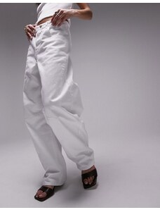 Topshop - Pantaloni a fondo ampio bianchi con linguetta sul retro-Bianco