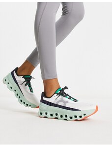 On Running ON - Cloudmonster - Sneakers bianche e verdi-Bianco