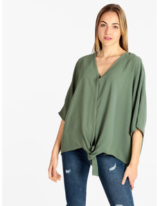 Solada Blusa Oversize Donna Con Nodo Bluse Verde Taglia Unica