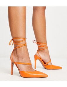ASOS DESIGN - Pride - Scarpe con tacco alto arancioni allacciate alla caviglia a pianta larga-Arancione
