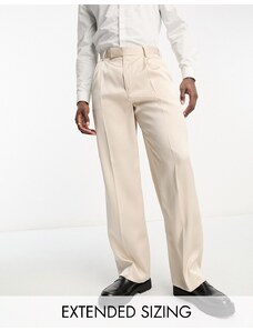 ASOS DESIGN - Pantaloni eleganti a fondo ampio in raso beige-Neutro