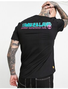 Timberland - T-shirt nera con stampa stile outdoor sul retro-Black