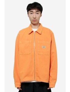 Stussy Camicia WASHED CANVAS ZIP in cotone arancione