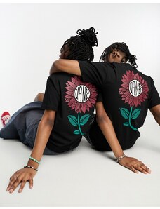 Vans - T-shirt nera unisex con stampa di pianta sul retro-Black