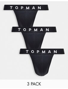 Topman - Confezione da 3 paia di sospensori neri con fascia in vita nera-Black