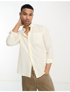 Selected Homme - Camicia in seersucker di misto cotone bianco sporco