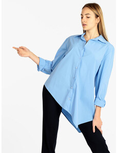 Sun Sun Sun Maxi Camicia Donna Oversize In Cotone Classiche Blu Taglia Unica